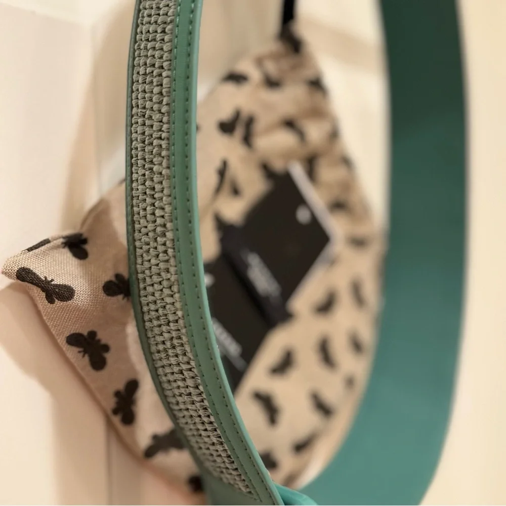 NWT Weekend Max Mara Raffia Effect Belt with Dusty Bag Sz: Xs; S Green Spring